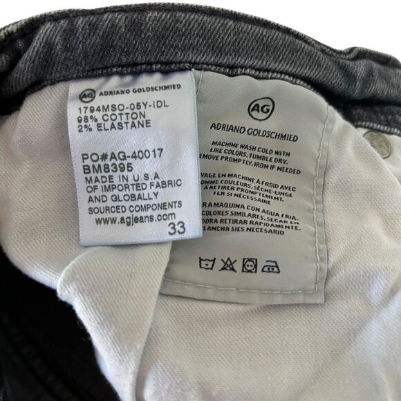 AG Adriano Goldschmied Gray/Light Black Wash The Everett Slim Jeans Zip Fly 33 - Picture 8 of 14
